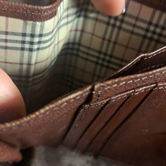 Burberry authentic brown leather wallet heymarket design check interior lining - Picture 5 of 10